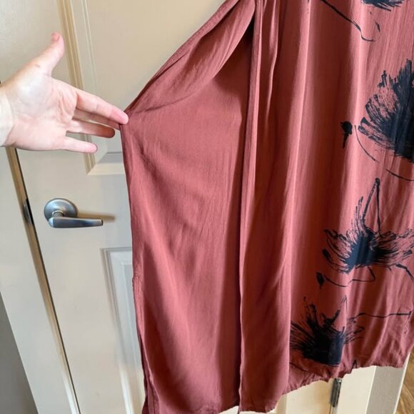 Women’s Animale‎ Rust Colored & Black Flowers Sleeveless Tank Strap Dress Size L - Picture 7 of 10